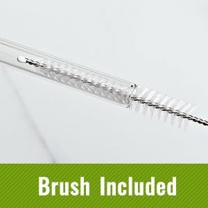 Reusable Glass Straw Set | 4 Straws & 1 Cleaning Brush | Ecofriendly