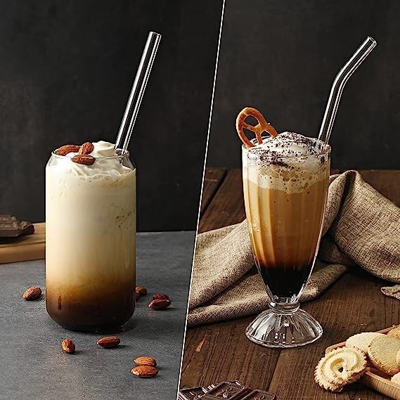 Reusable Glass Straw Set | 4 Straws & 1 Cleaning Brush | Ecofriendly